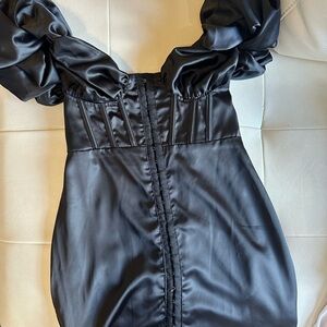 Black Satin Mini Dress